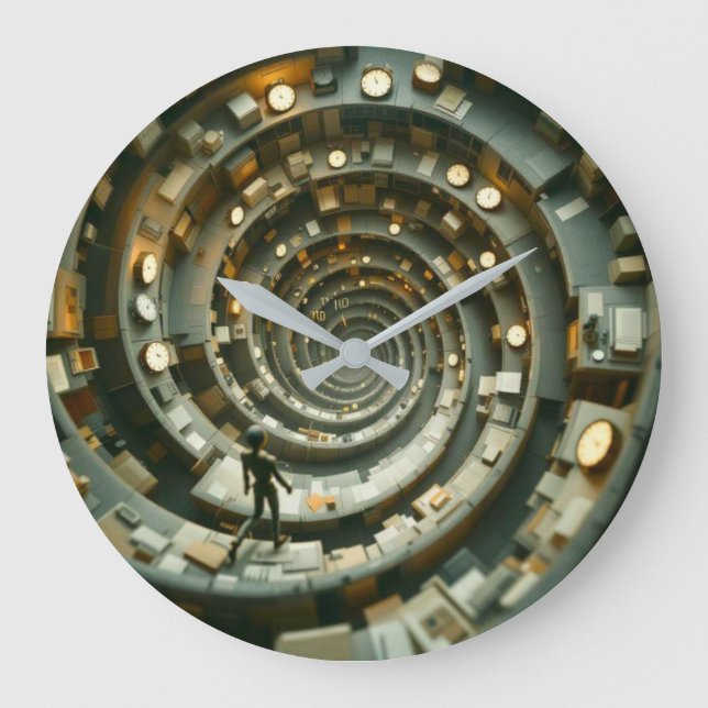 Cubicle Descent of Deadlines Wall Clock Stor Klocka (Framsida)