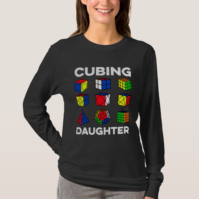 Cubing Daughter Speedcubing Speedsolving Cuber T Shirt (Framsida)