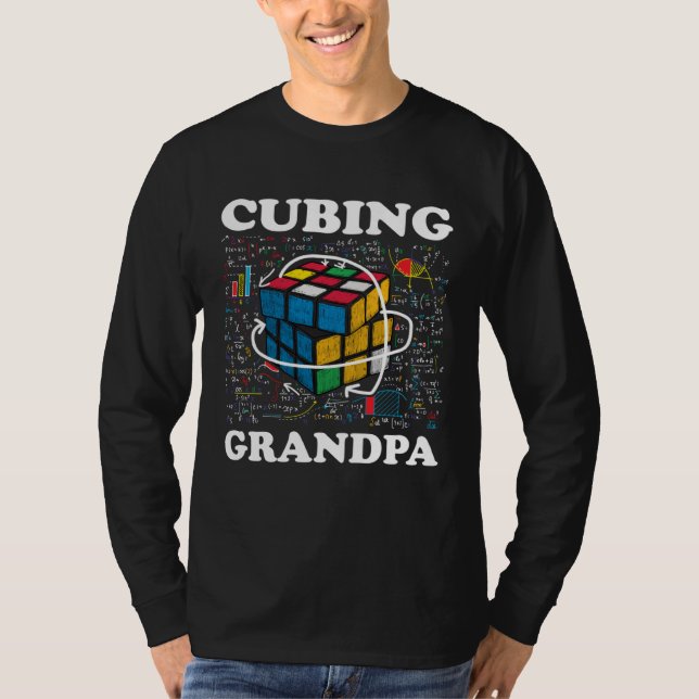 Cubing Grandpa Speed Cubing Math T Shirt (Framsida)
