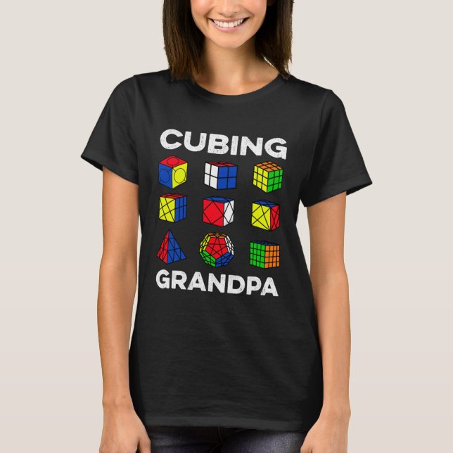 Cubing Grandpa Speedcubing Speedsolving Cuber T Shirt (Framsida)