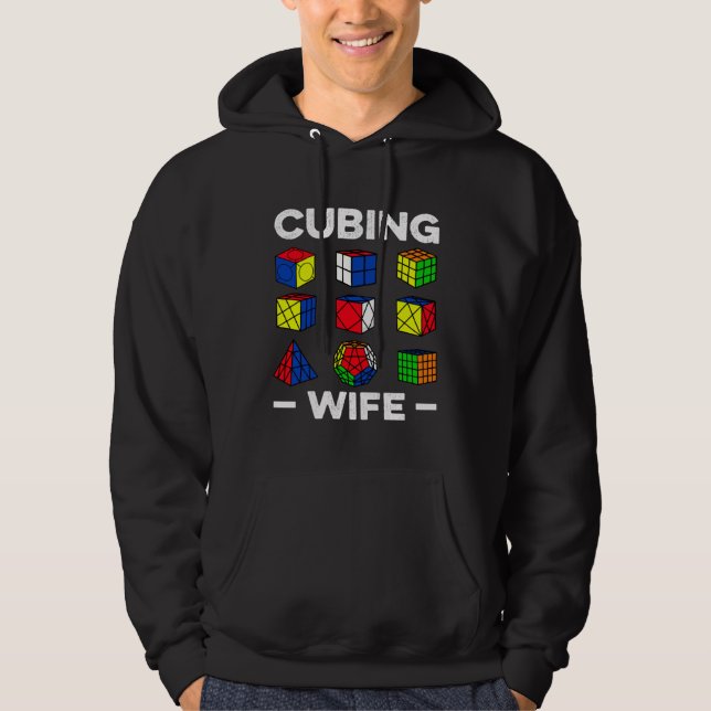 Cubing Wife Speedcubing Speedsolving Cuber Hoodie (Framsida)