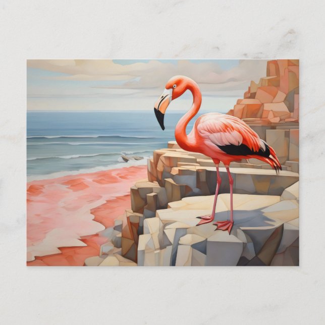cubist flamingo vykort (Framsida)
