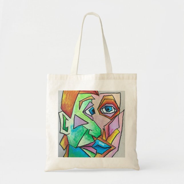 Cubist Head Tote Bag Tygkasse (Framsidan)