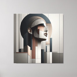 Cubist Profile Abstraction Canvastryck
