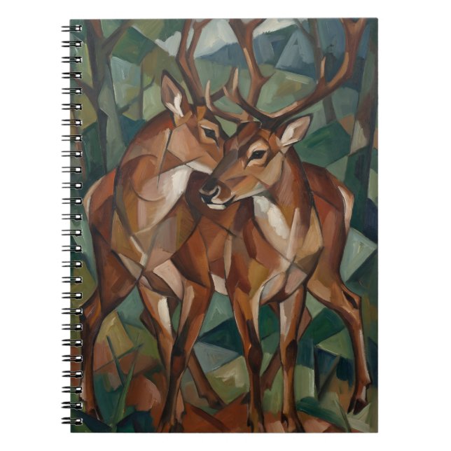 Cubist Style Reindeer Notebook Anteckningsbok (Framsidan)