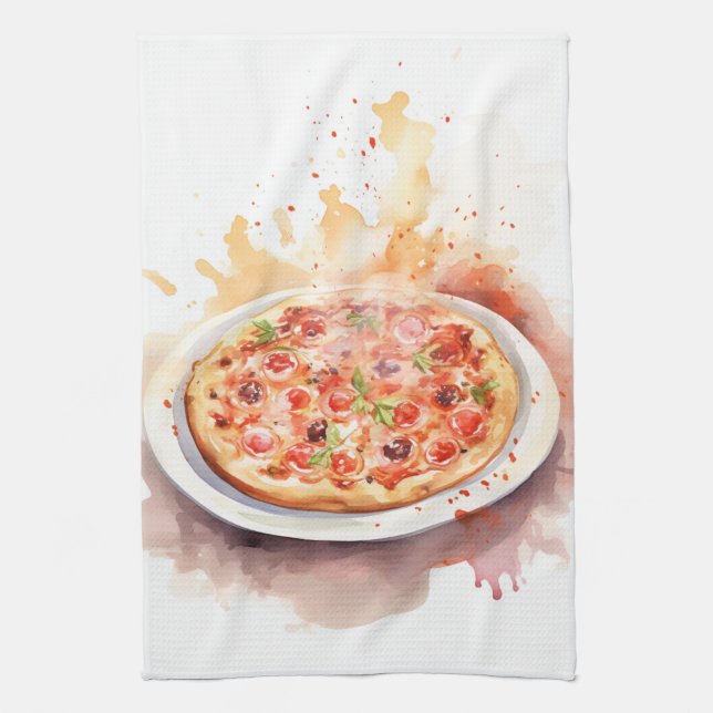 Cucina Italiana: Konstnärliga italienska Pizza Kökshandduk (Vertikal)