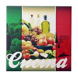 Cucina Italienska Flagga Kakelplatta