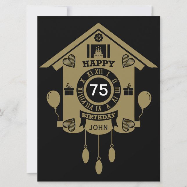 Cuckoo Clock Time 75:e Birthday Kort (Framsida)