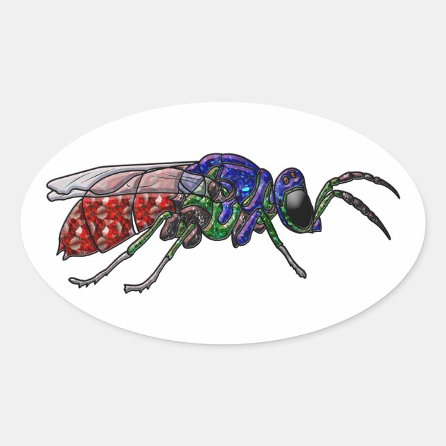 Cuckoo Wasp Ovalt Klistermärke (Framsida)