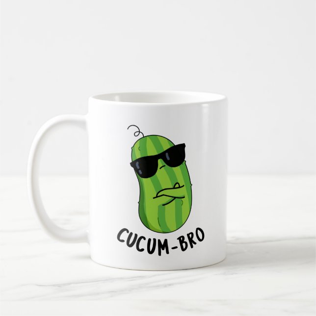 Cucum-bro Funny Veggie Cucumber Pun Kaffemugg (Vänster)