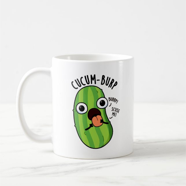 Cucum-burp Rolig Gurka Puns  Kaffemugg (Vänster)