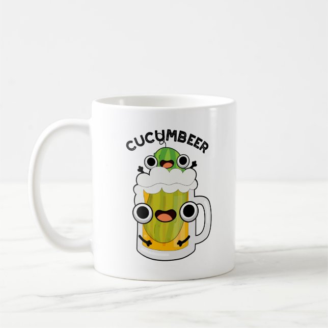 Cucum-öl Funny Beer Pun Kaffemugg (Vänster)