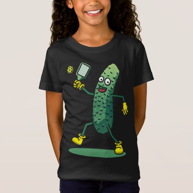 Cucumber-gurkor i Pickleball Player-format för T Shirt (Framsida)