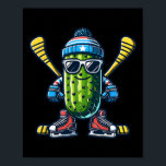 Cucumber Ice Hockey Cool Pickle Skater  Poster<br><div class="desc">Cucumber Ice Hockey Cool Pickle Skater</div>
