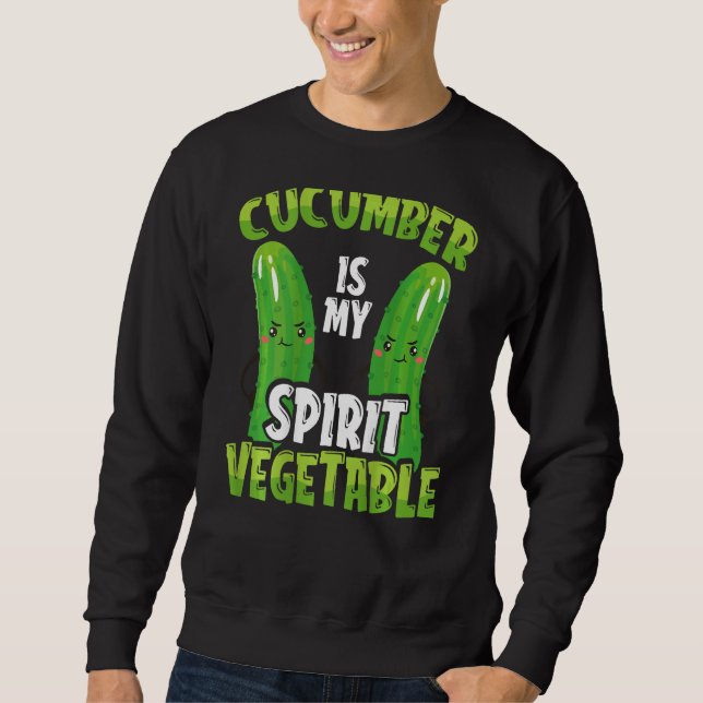 Cucumber Is My Spirit Vegetable Backprint Vegetabl Lång Ärmad Tröja (Framsida)