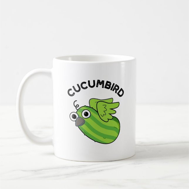 Cucumbird Funny Veggie Cucumber Pun Kaffemugg (Vänster)