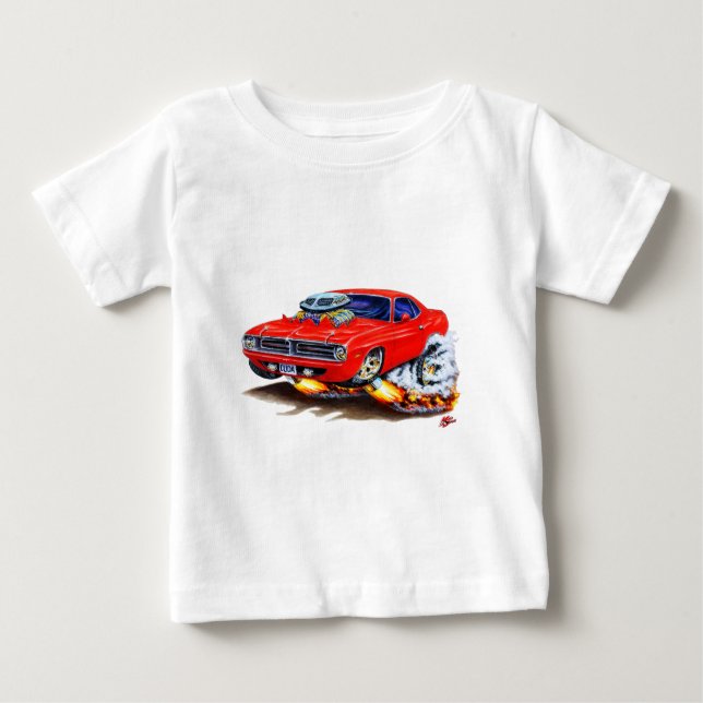Cuda röd bil 1970 t-shirt (Framsida)