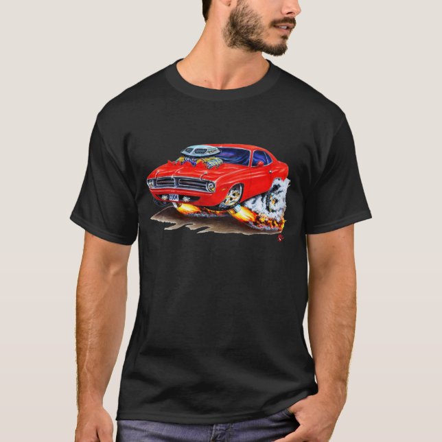 Cuda röd bil 1970 t-shirt (Framsida)