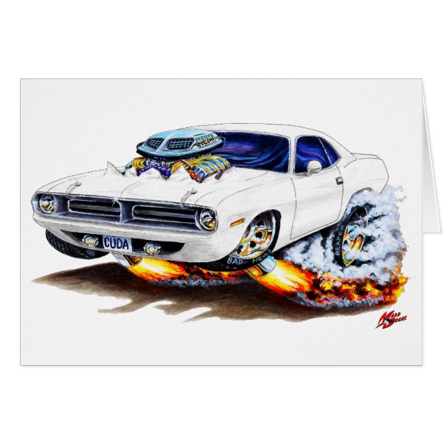 Cuda vitbil 1970 hälsningskort (Framsidan Horizontal)