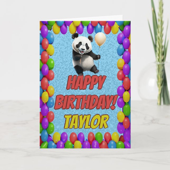 Cudde Cute Panda Bear Hälsning Grattis på födelsed Kort (Framsida)