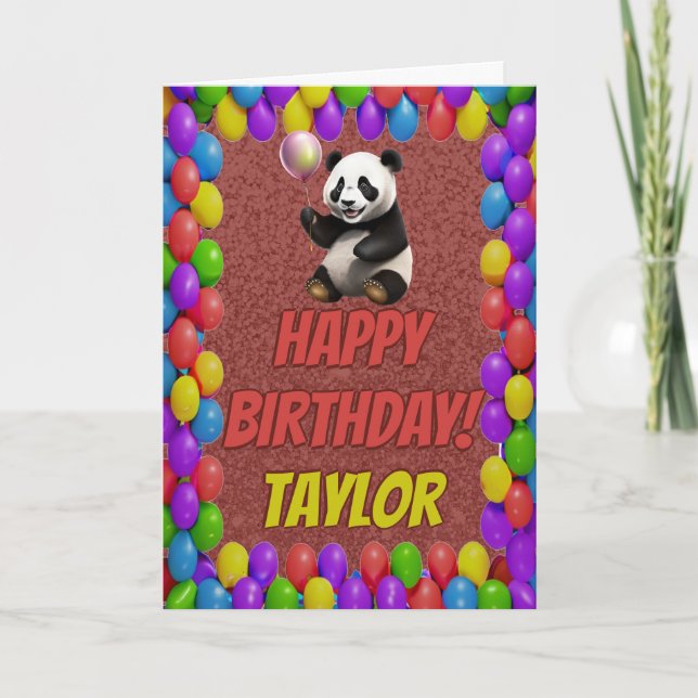 Cudde Cute Panda Bear Hälsning Grattis på födelsed Kort (Framsida)