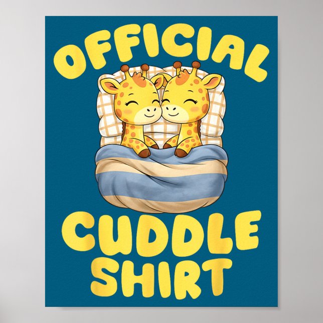 Cuddle Cute Giraffes Couple Valentine's Day  Poster (Framsidan)