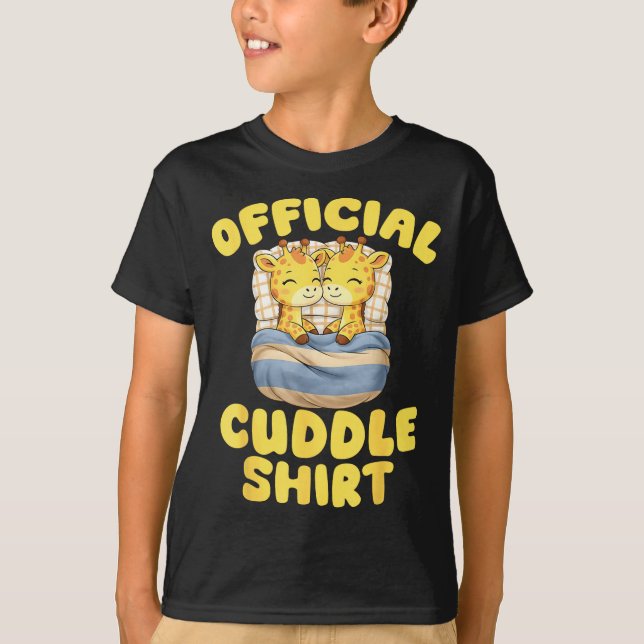 Cuddle Cute Giraffes Couple Valentine's Day  T Shirt (Framsida)