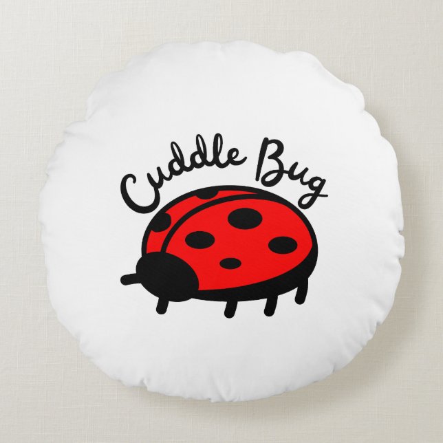 Cuddle Kryp Ladybug | Cute och Mysigt design Rund Kudde (Framsidan)
