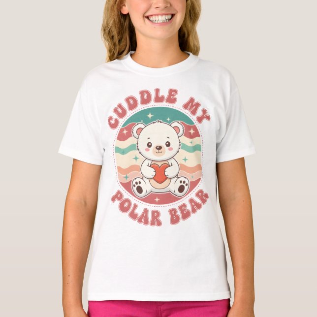 Cuddle My Polar Bear Retro T Shirt (Framsida)