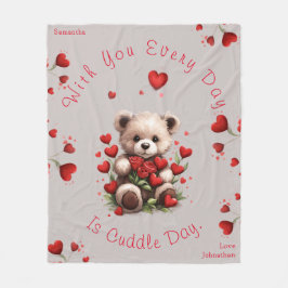 Cuddle Nalle Hearts Ro Valentines day Fleecefilt