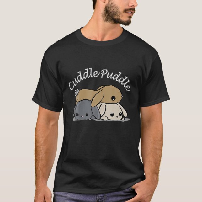 Cuddle Puddle Rabbit Pile Bunny Snuggle Gift T Shi T Shirt (Framsida)