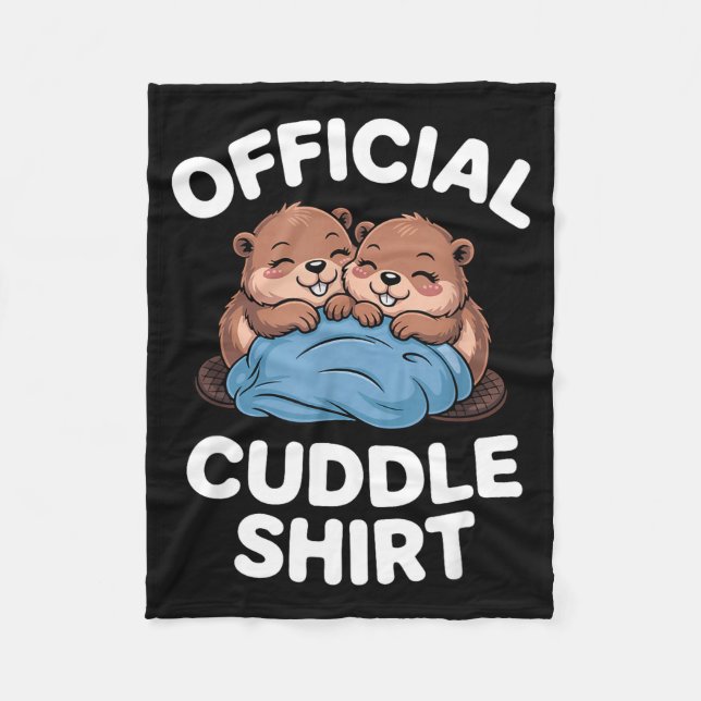 Cuddle Shirt Cute Beavers Snuggling  Fleecefilt (Framsidan)
