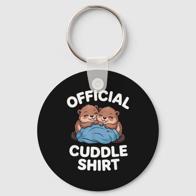 Cuddle Shirt Cute Beavers Snuggling  Nyckelring (Framsida)