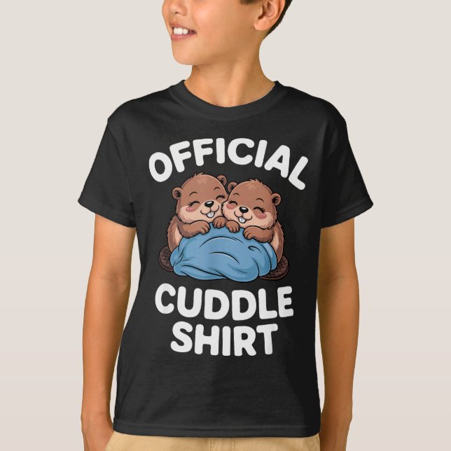 Cuddle Shirt Cute Beavers Snuggling  T Shirt (Framsida)