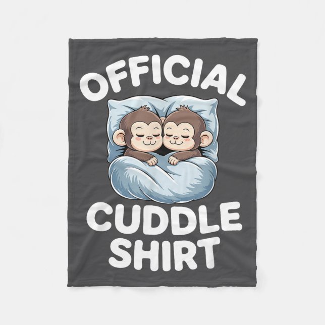 Cuddle Shirt Cute Sleepy Monkey Couple  Fleecefilt (Framsidan)