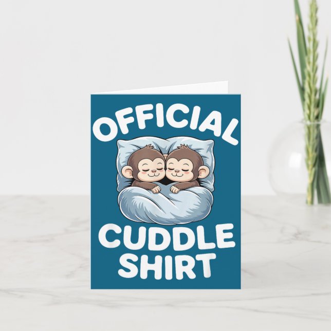 Cuddle Shirt Cute Sleepy Monkey Couple  Kort (Framsida)