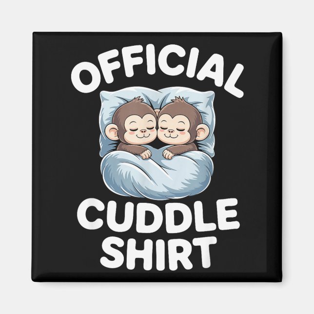Cuddle Shirt Cute Sleepy Monkey Couple  Magnet (Framsidan)