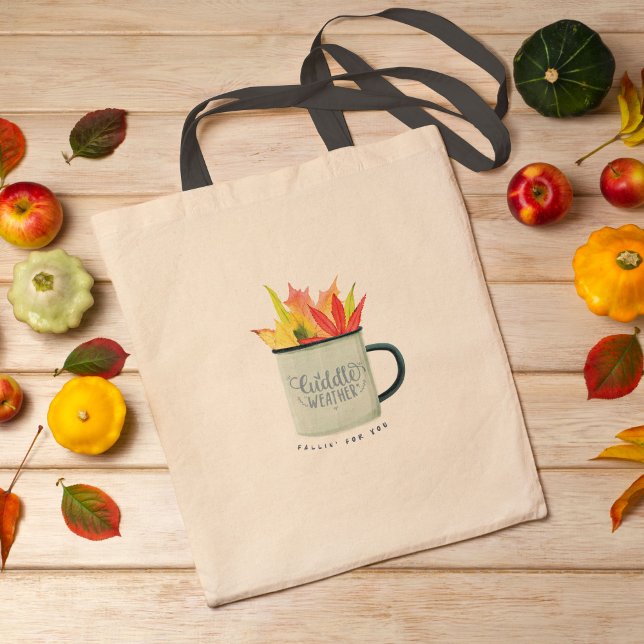 Cuddle Weather Watercolor Höst löv Höst Tygkasse (Cuddle Weather Watercolor Fall Leaves Autumn Tote Bag)