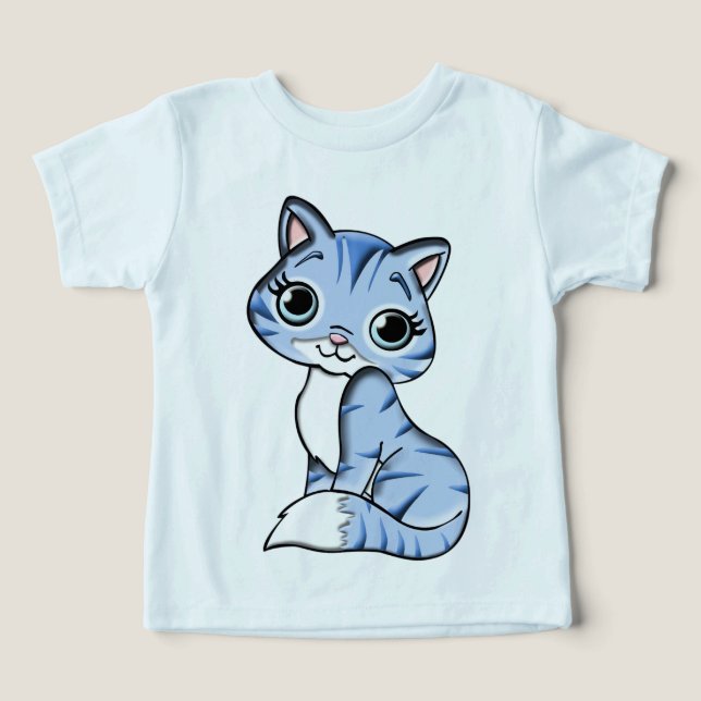 Cuddles blue kattunge småbarn T-shirt (Design Framsida)