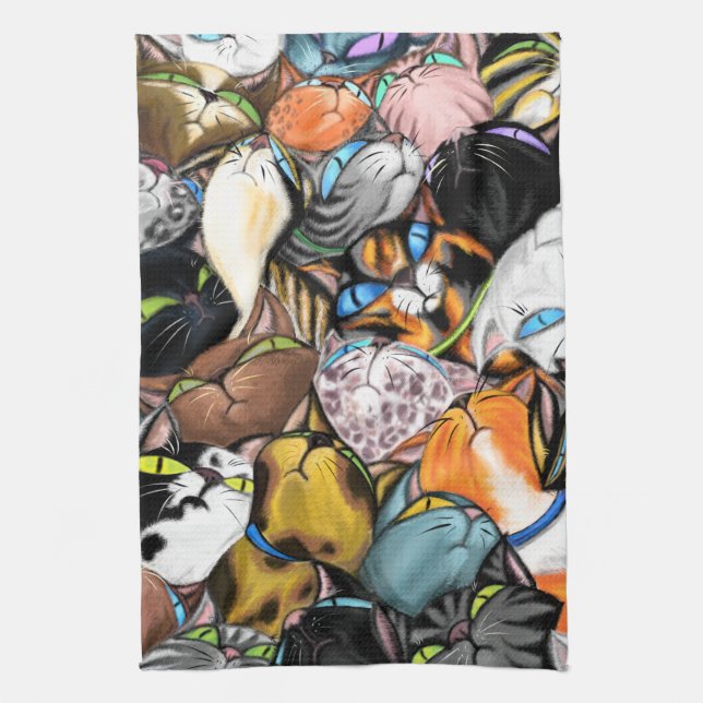 Cuddling Cats Hugs Funny Kitchen Towel Kökshandduk (Vertikal)