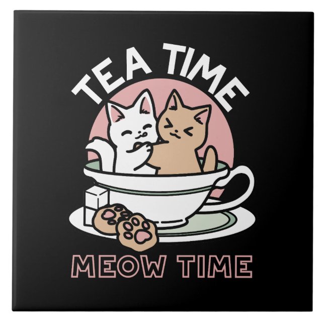 Cuddling Kattunge i en Kopp - Aktiv tid Kakelplatta (Framsidan)