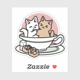 Cuddling Kattunge i en Kopp - Aktiv tid Klistermärken