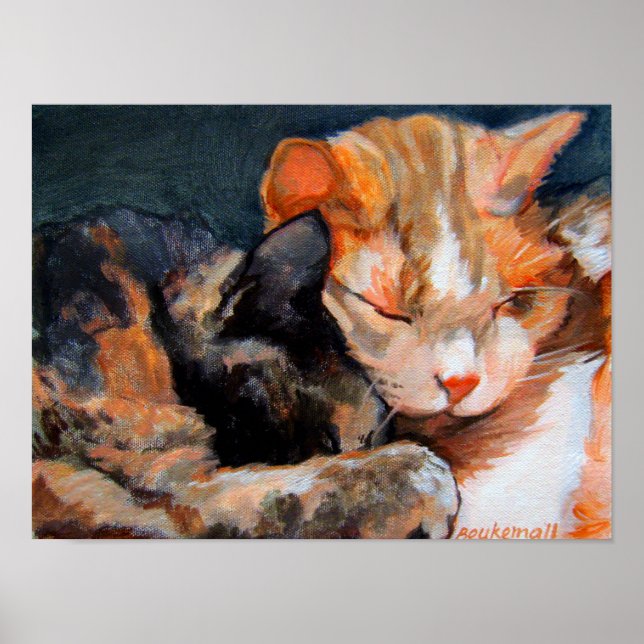 Cuddling Kittens Calico och Tan Poster (Framsidan)