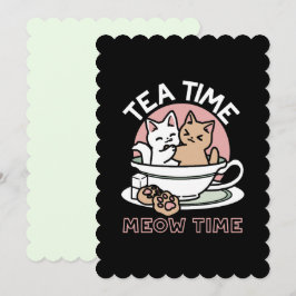 Cuddling Kitties in a Cup - Adorable Tea Time Inbjudningar