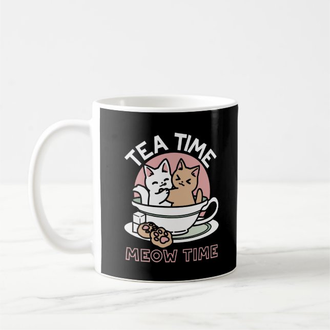 Cuddling Kitties in a Cup - Adorable Tea Time Kaffemugg (Vänster)