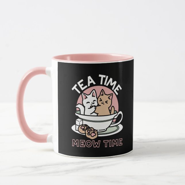 Cuddling Kitties in a Cup - Adorable Tea Time Mugg (Vänster)