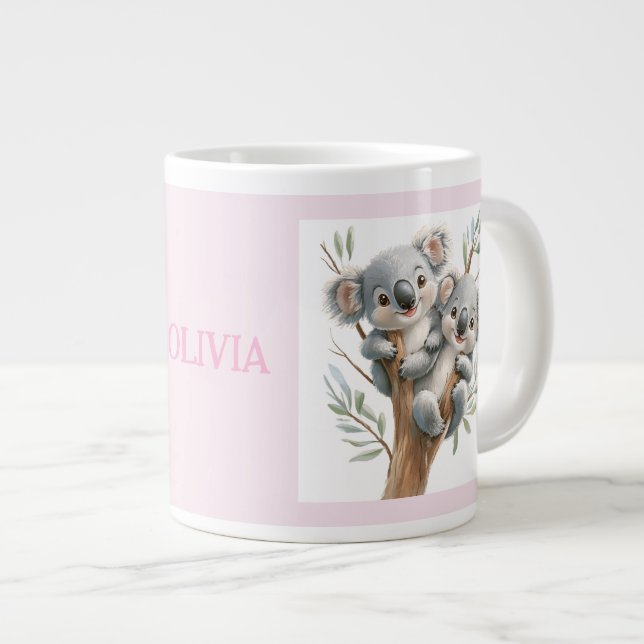 Cuddling Koala Bears in Träd, BFF, Personlig Jumbo Mugg (Framsida höger)