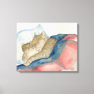 Cuddling Mor och baby Kitten Art Canvastryck