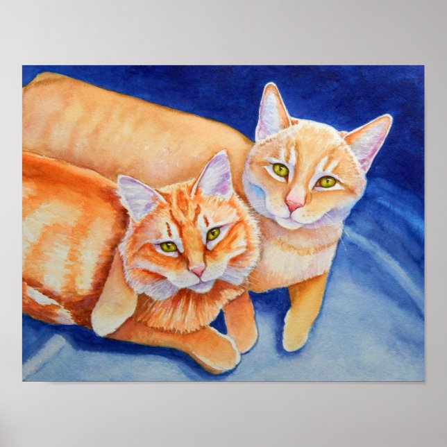 Cuddling Orange Tabby katt Poster (Framsidan)