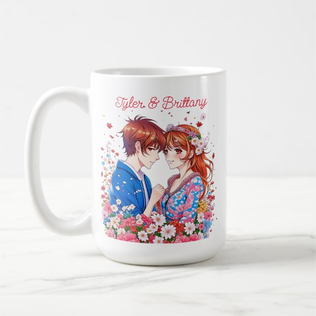 Cuddling-Personlig för Cute Anime Kaffemugg (Vänster)